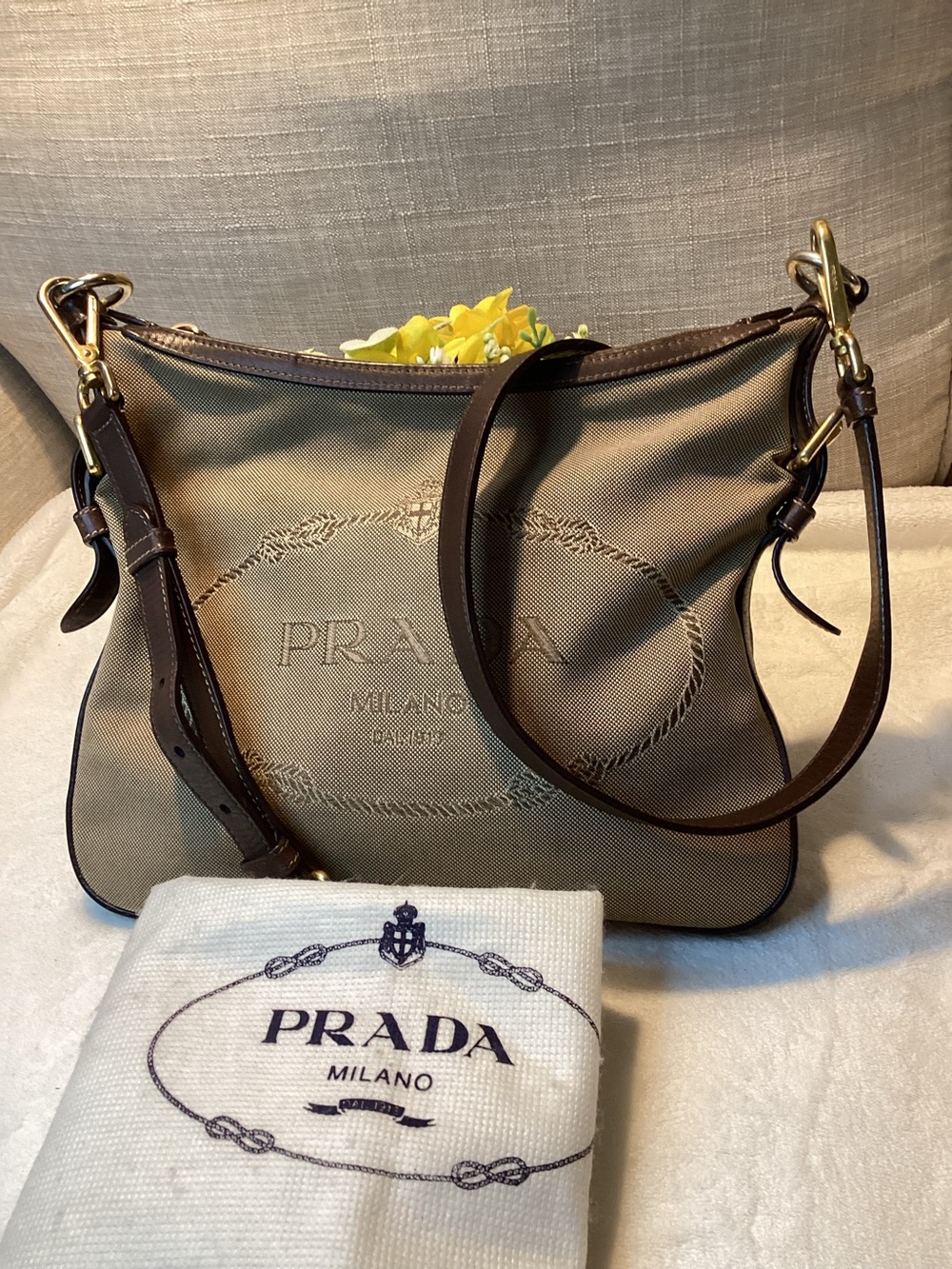 Prada Milano Jacquard Crossbody Bag/Genderless